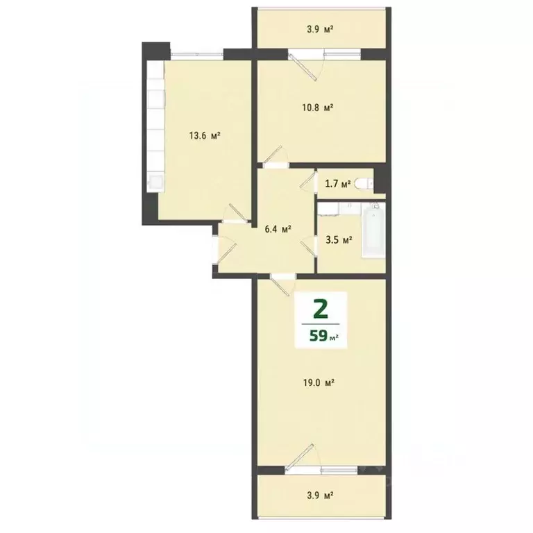 2-к кв. Омская область, Омск Заозерный мкр, ул. Сергея Тюленина, 4 ... - Фото 1