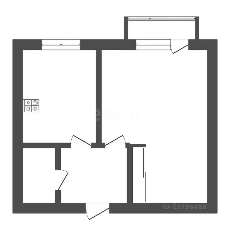 1-к кв. Амурская область, Благовещенск Институтская ул., 18 (33.3 м) - Фото 1