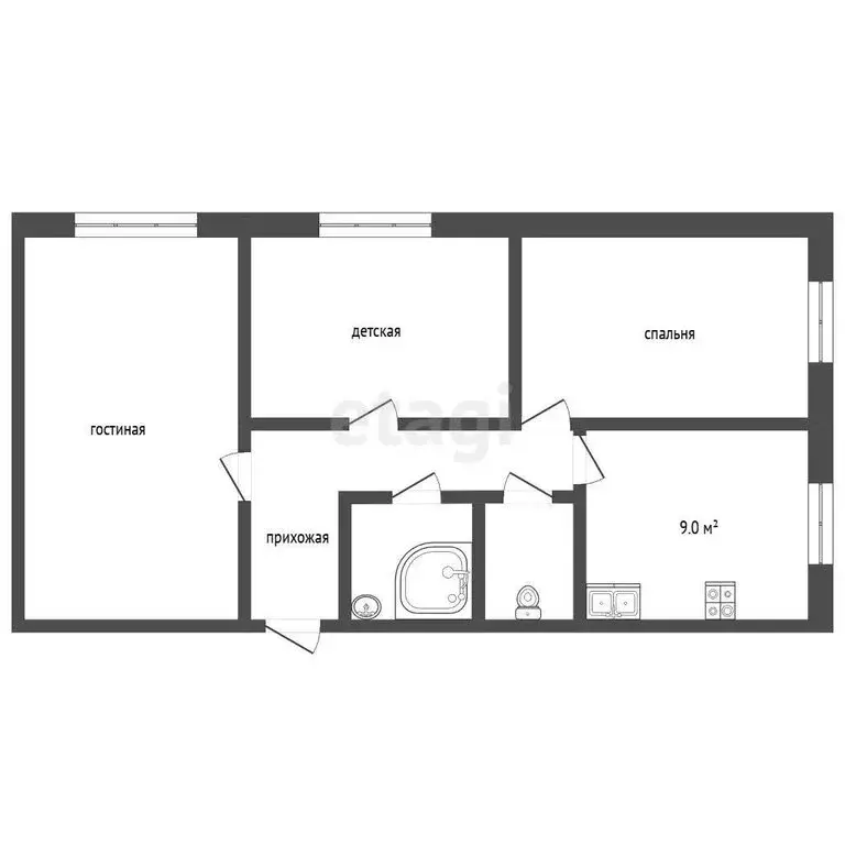 3-комнатная квартира: Альметьевск, улица Ленина, 117 (60.9 м) - Фото 1