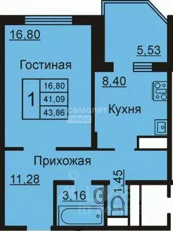 1-к кв. Калужская область, Калуга Тарутинская ул., 241 (43.86 м) - Фото 2