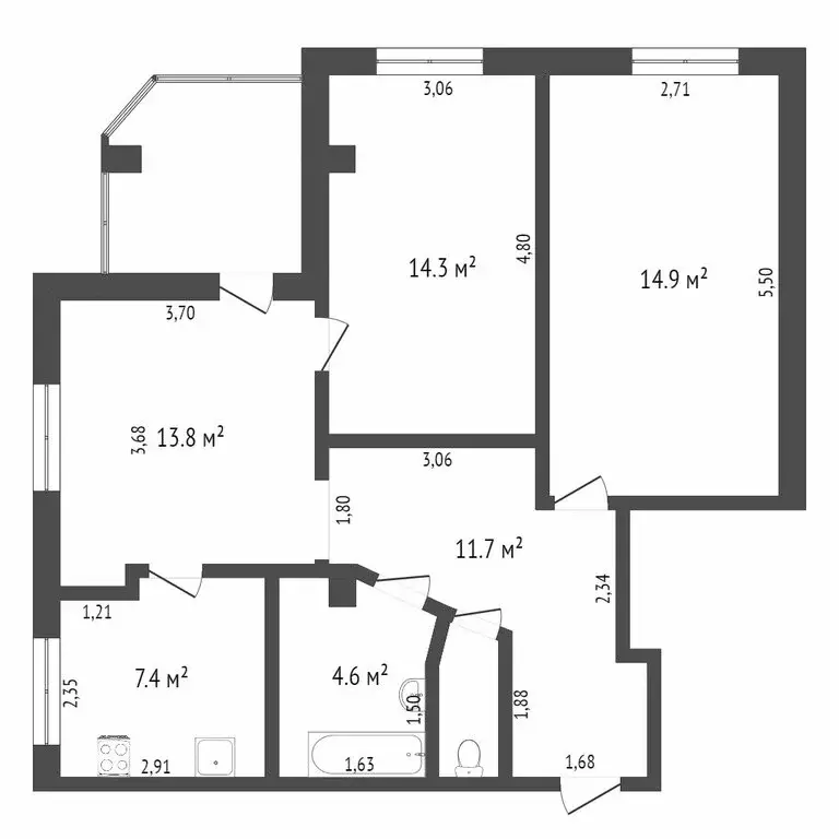 3-комнатная квартира: Кемерово, улица Свободы, 17 (84.4 м) - Фото 0