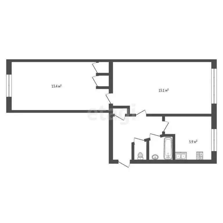 2-комнатная квартира: Омск, Съездовская улица, 4 (44.6 м) - Фото 1