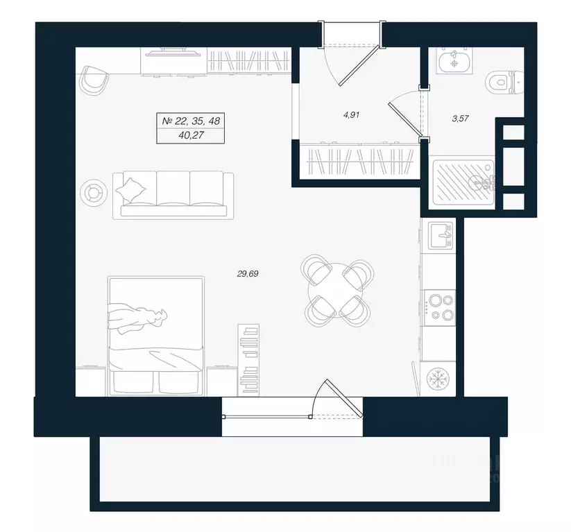 Студия Ленинградская область, Выборгский район, Рощино пгт ул. ... - Фото 1