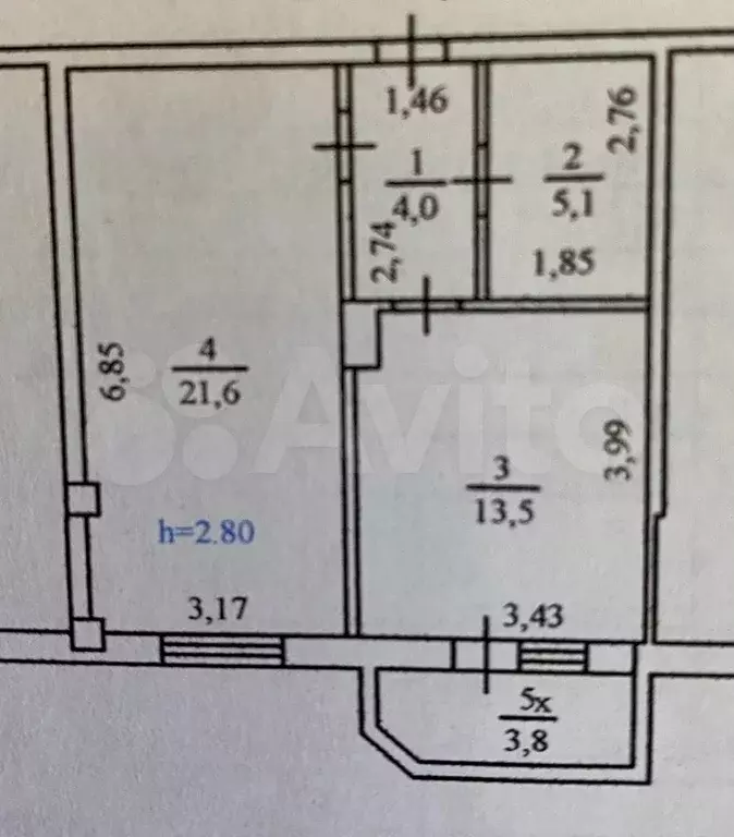 1-к. квартира, 48 м, 2/5 эт. - Фото 0