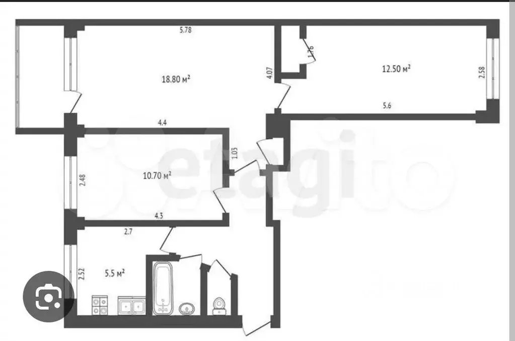 3-к. квартира, 60 м, 3/5 эт. - Фото 0