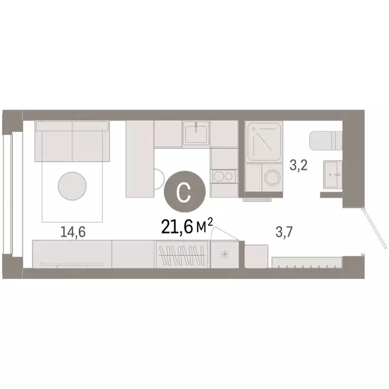 Квартира-студия: Новосибирск, Большевистская улица, 66 (21.56 м) - Фото 2