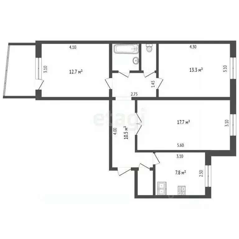3-к кв. Орловская область, Орел Паровозная ул., 62 (66.0 м) - Фото 2