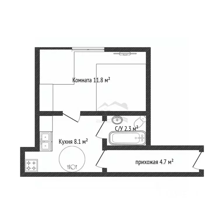1-к кв. Краснодарский край, Новороссийск Прямая ул., 33 (26.9 м) - Фото 1