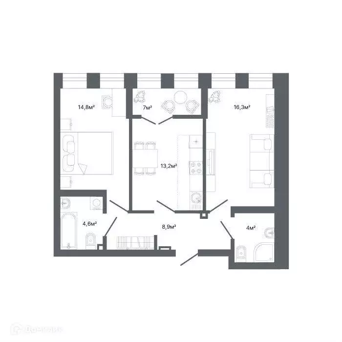 Продаётся 2-к квартира, 65.1 м - Фото 1