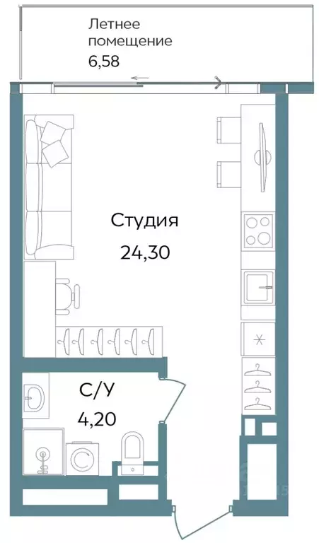 Студия Крым, Саки ул. Морская (35.08 м) - Фото 0
