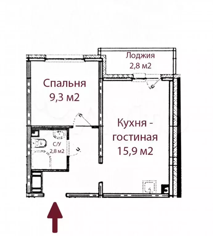 1-к. квартира, 33,7 м, 9/14 эт. - Фото 0