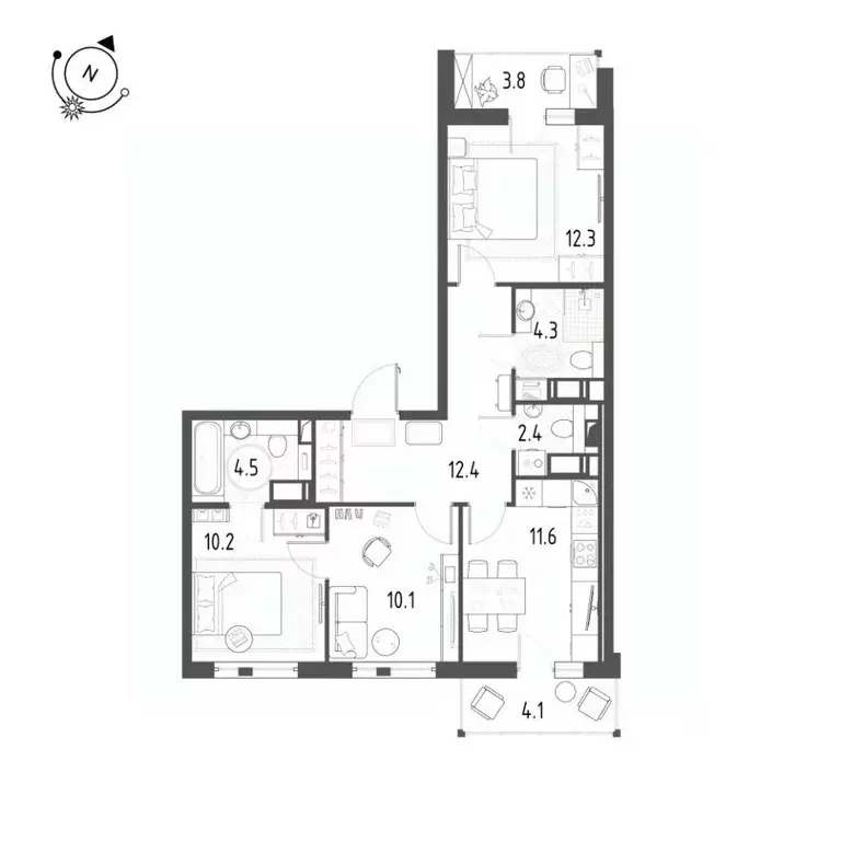 3-к кв. Санкт-Петербург пос. Шушары, ул. Чудовская, 14к1 (70.9 м) - Фото 2