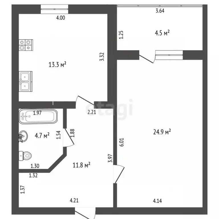 1-к кв. Марий Эл, Йошкар-Ола ул. Вавилова, 32 (54.7 м) - Фото 2