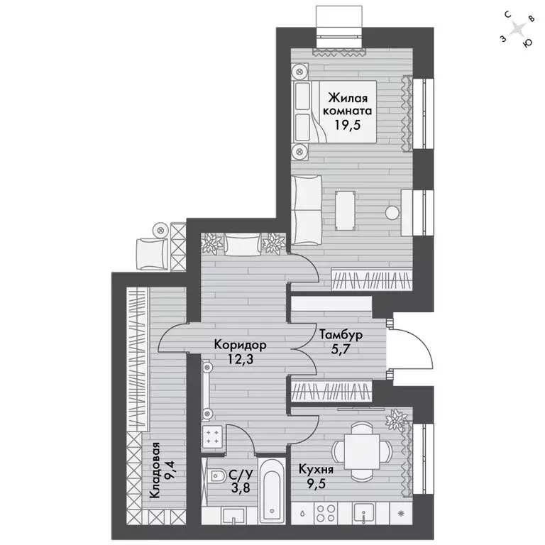 1-комнатная квартира: посёлок Октябрьский, ЖК Форест (60.46 м) - Фото 0