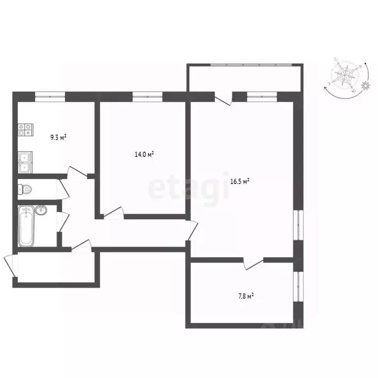 3-к кв. Самарская область, Самара ул. Стара-Загора, 72 (57.8 м) - Фото 2
