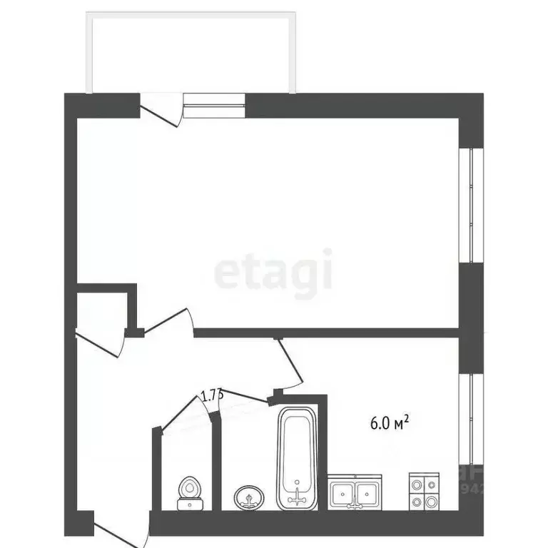 1-к кв. Архангельская область, Вычегодский рп ул. Ульянова, 26 (31.1 ... - Фото 2