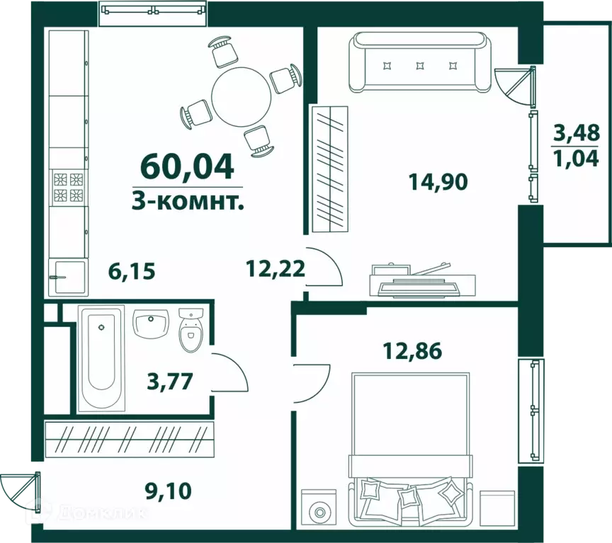 Продаётся 3-к квартира, 60.04 м - Фото 0