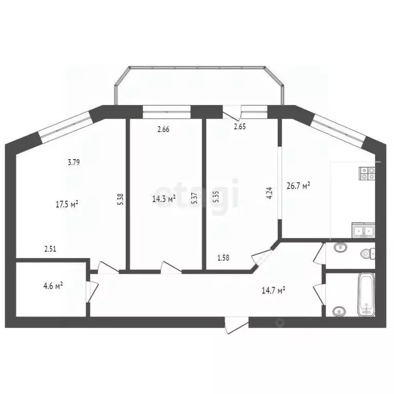 3-к кв. Ярославская область, Ярославль просп. Дзержинского, 27к2 (82.5 ... - Фото 1