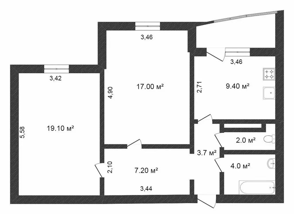 2-комнатная квартира: Тюмень, улица Николая Семёнова, 25к1 (62.3 м) - Фото 1