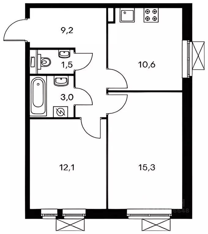 2-к кв. Московская область, Люберцы ул. 8 Марта, 18к1 (50.0 м) - Фото 2