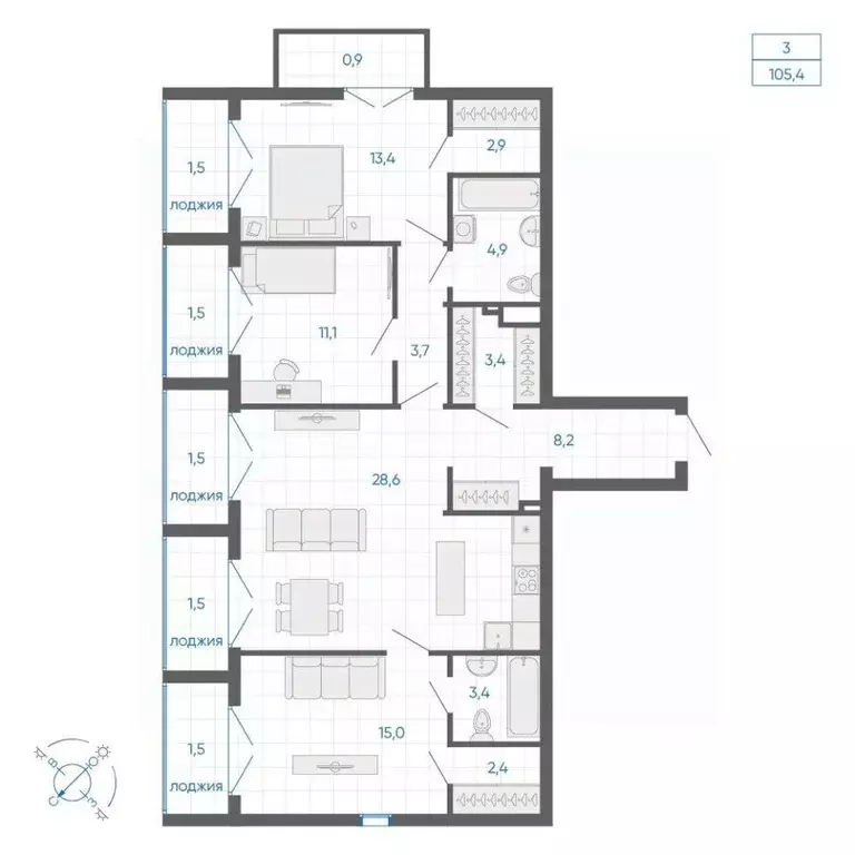 3-к кв. Свердловская область, Екатеринбург Академический мкр, 12-й ... - Фото 0