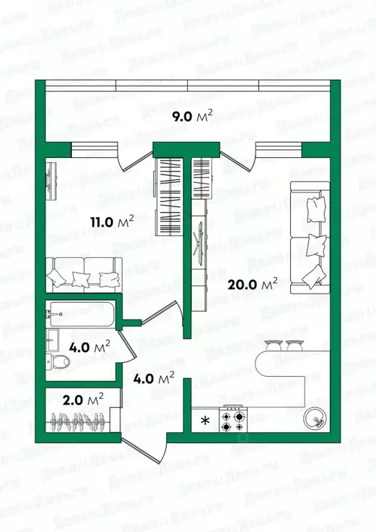 1-к кв. Кировская область, Киров Луговой пер., 1 (45.0 м) - Фото 1