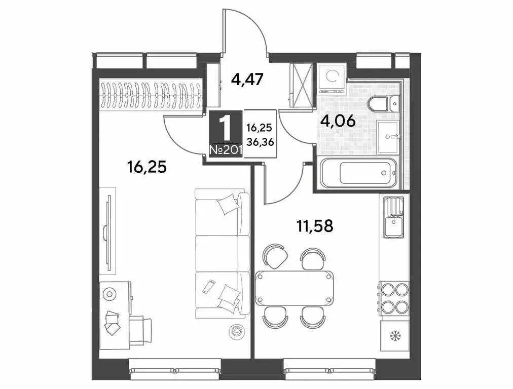 1-комнатная квартира: Калуга, улица Болдина, 22/1 (36.36 м) - Фото 0