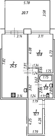 Квартира-студия: городской посёлок Новоселье, Адмиралтейская улица, 11 ... - Фото 1