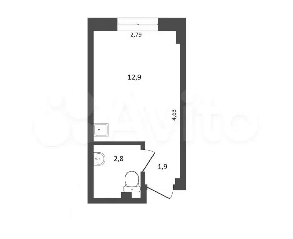 Квартира-студия, 17,4 м, 1/1 эт. - Фото 0