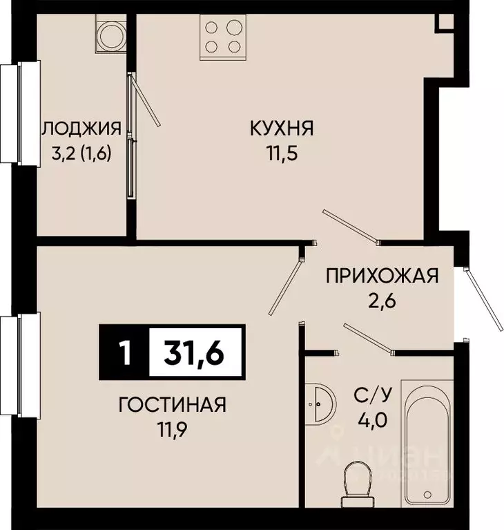 1-к кв. Ставропольский край, Кисловодск городской округ, пос. ... - Фото 0