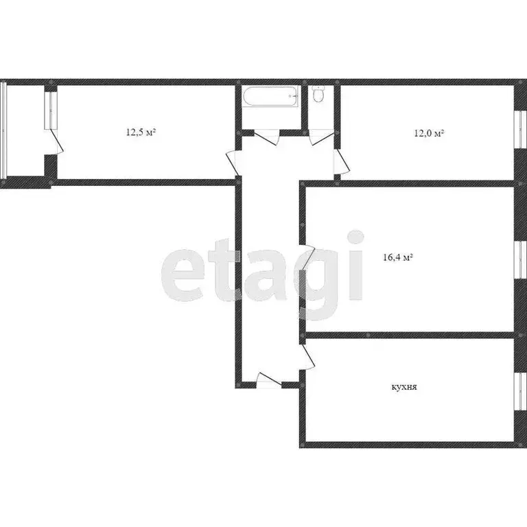 3-комнатная квартира: Тобольск, 8-й микрорайон, 46 (64.4 м) - Фото 1
