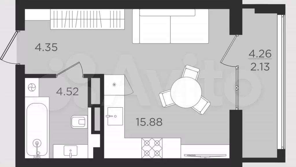 Квартира-студия, 26,9 м, 7/9 эт. - Фото 1