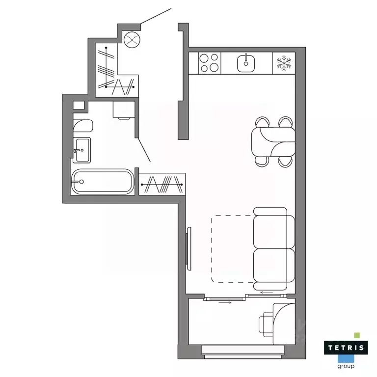Студия Свердловская область, Екатеринбург Уралмаш жилрайон,  (33.4 м) - Фото 1
