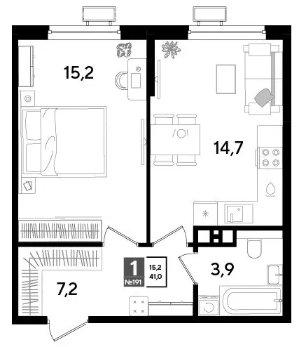 1-комнатная квартира: Краснодар, микрорайон Парк Победы (41 м) - Фото 0