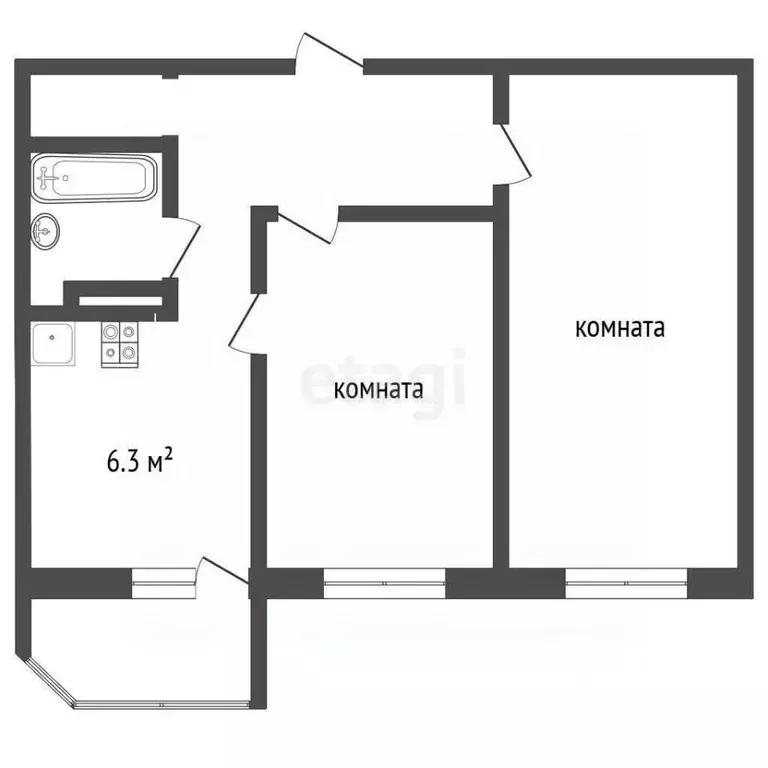 2-к кв. Крым, Евпатория проезд Советский, 2 (43.6 м) - Фото 2