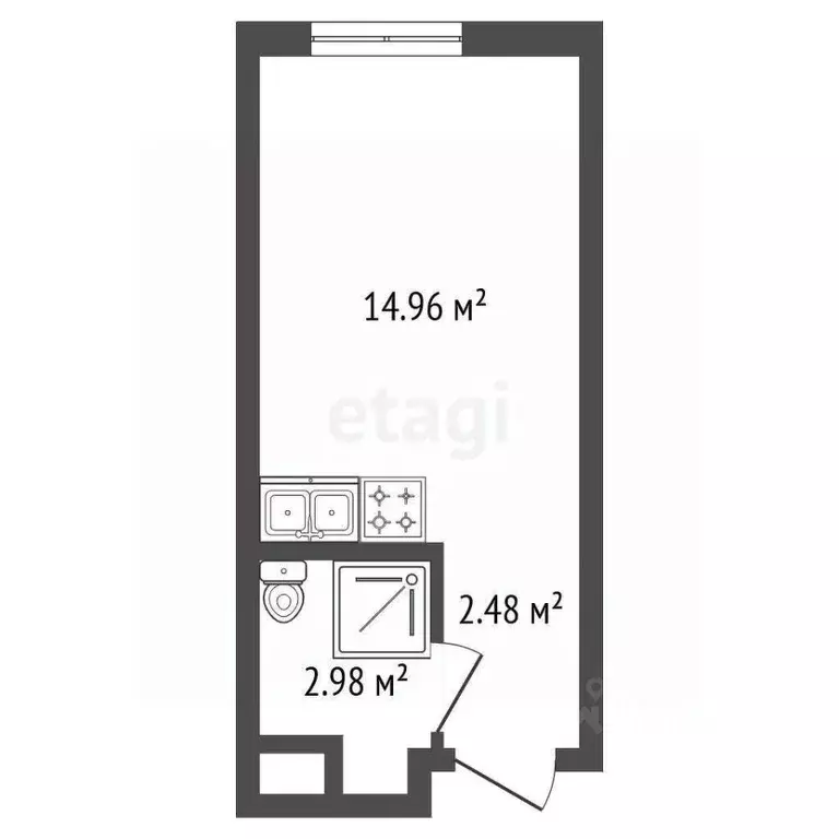 Студия Санкт-Петербург просп. Крузенштерна, 4 (21.0 м) - Фото 1