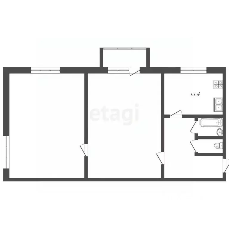 2-к кв. Хабаровский край, Хабаровск 1-й мкр, ул. Калараша, 28 (48.1 м) - Фото 0