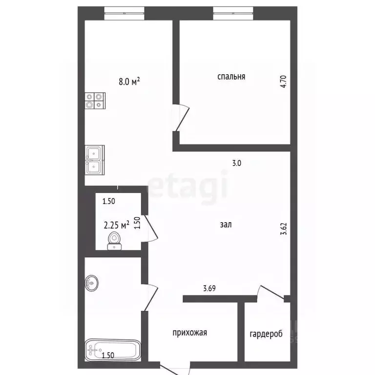 1-к кв. Архангельская область, Приморский муниципальный округ, пос. ... - Фото 1