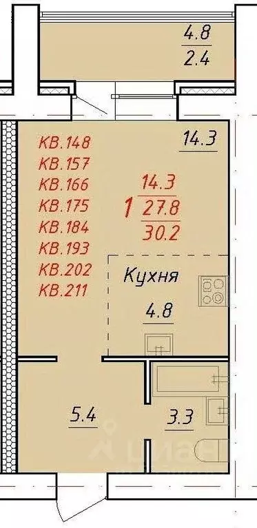 1-к кв. Алтайский край, Новоалтайск Индустриальная ул., 18 (30.2 м) - Фото 0