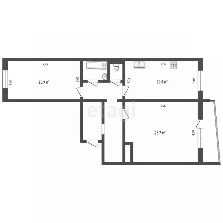 3-к кв. Челябинская область, Челябинск Университетская Набережная ул., ... - Фото 2