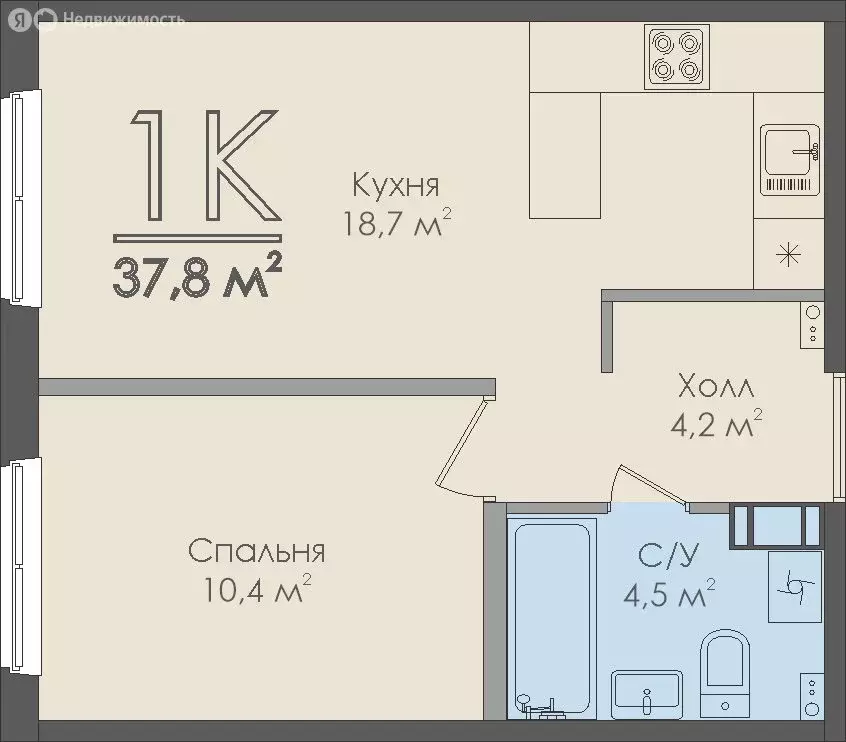 1-комнатная квартира: великий новгород, нехинская улица, 20к2 (37.8 м) - Фото 0