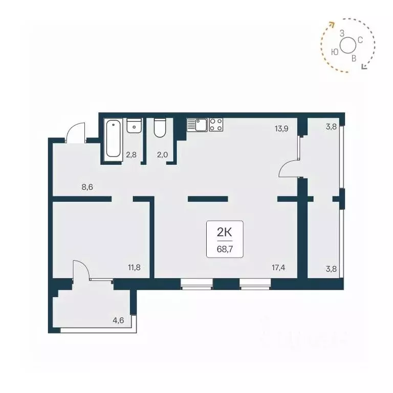 3-к кв. Новосибирская область, Новосибирск ул. Сибиряков-Гвардейцев, ... - Фото 1