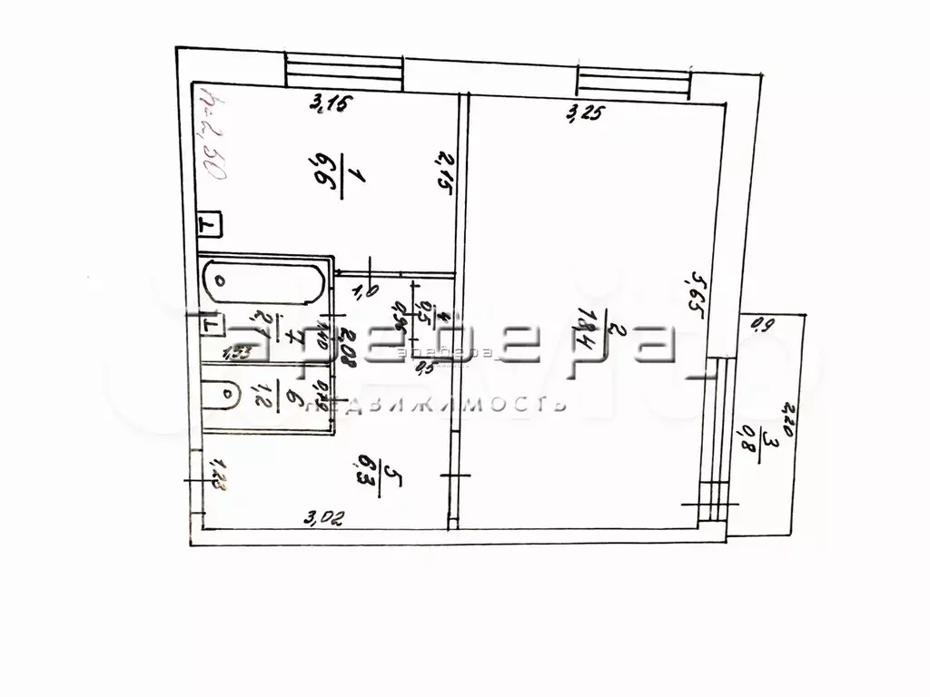 1-к. квартира, 35,9 м, 2/5 эт. - Фото 0