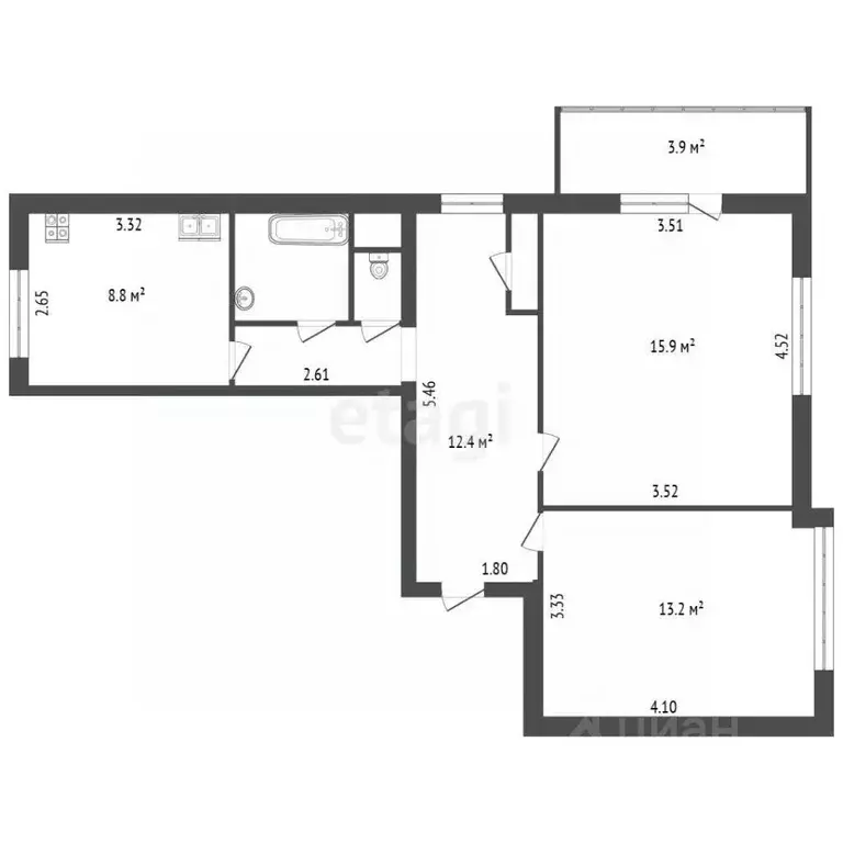 2-к кв. Санкт-Петербург просп. Ветеранов, 78 (54.5 м) - Фото 2