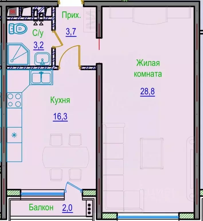 1-к кв. Чеченская республика, Грозный просп. В.В. Путина, 4 (54.0 м) - Фото 0