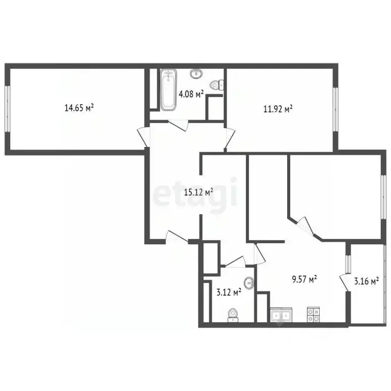 3-к кв. Санкт-Петербург ул. Лидии Зверевой, 3к1 (75.15 м) - Фото 0