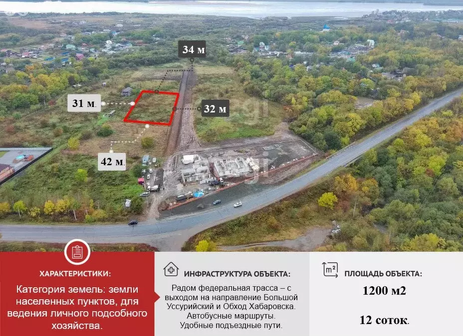 Участок в Хабаровск, Дачная улица (12 м) - Фото 1
