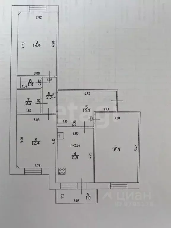 3-к кв. Татарстан, Казань ул. Академика Сахарова, 16 (75.4 м) - Фото 2