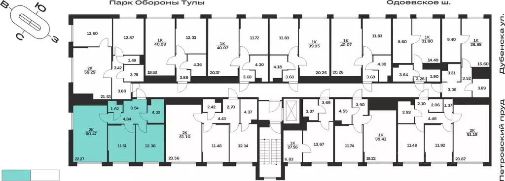 2-к кв. Тульская область, Тула Жукова Парк жилой комплекс (60.47 м) - Фото 2