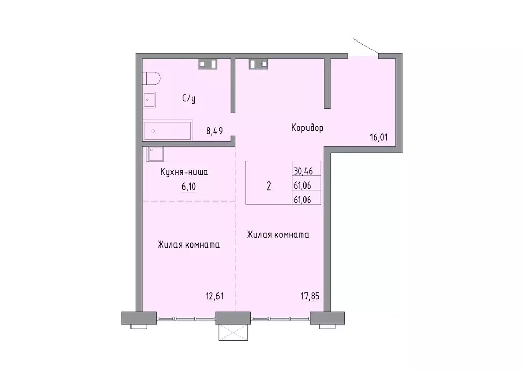 2-к кв. Хабаровский край, Хабаровск ул. Шеронова, 20 (61.06 м) - Фото 0